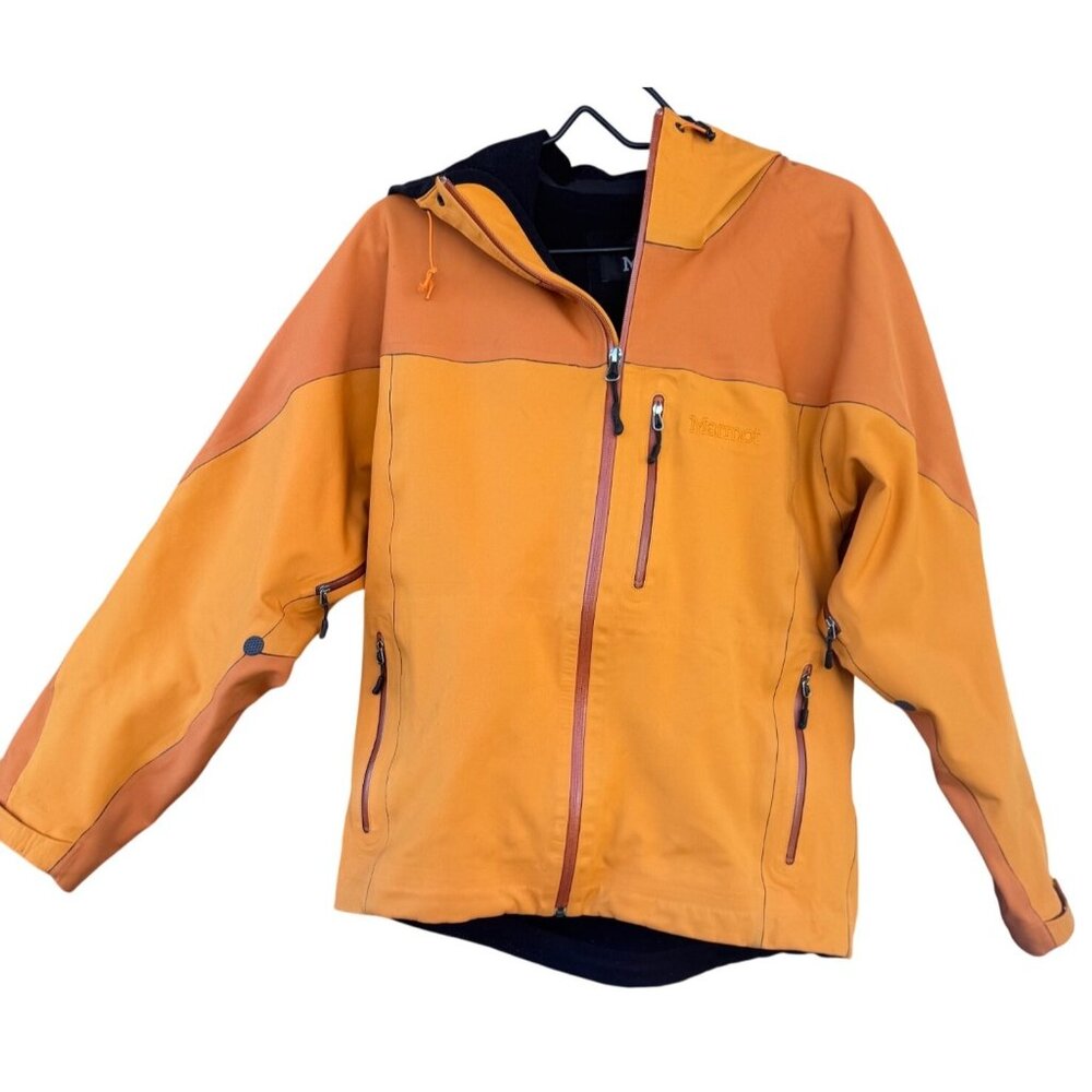 Marmot Jacket Mens Medium Orange Hooded Full Zip Snow Snowboard Ski